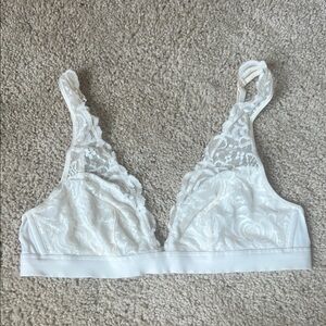 PINK Lace Bralette in White